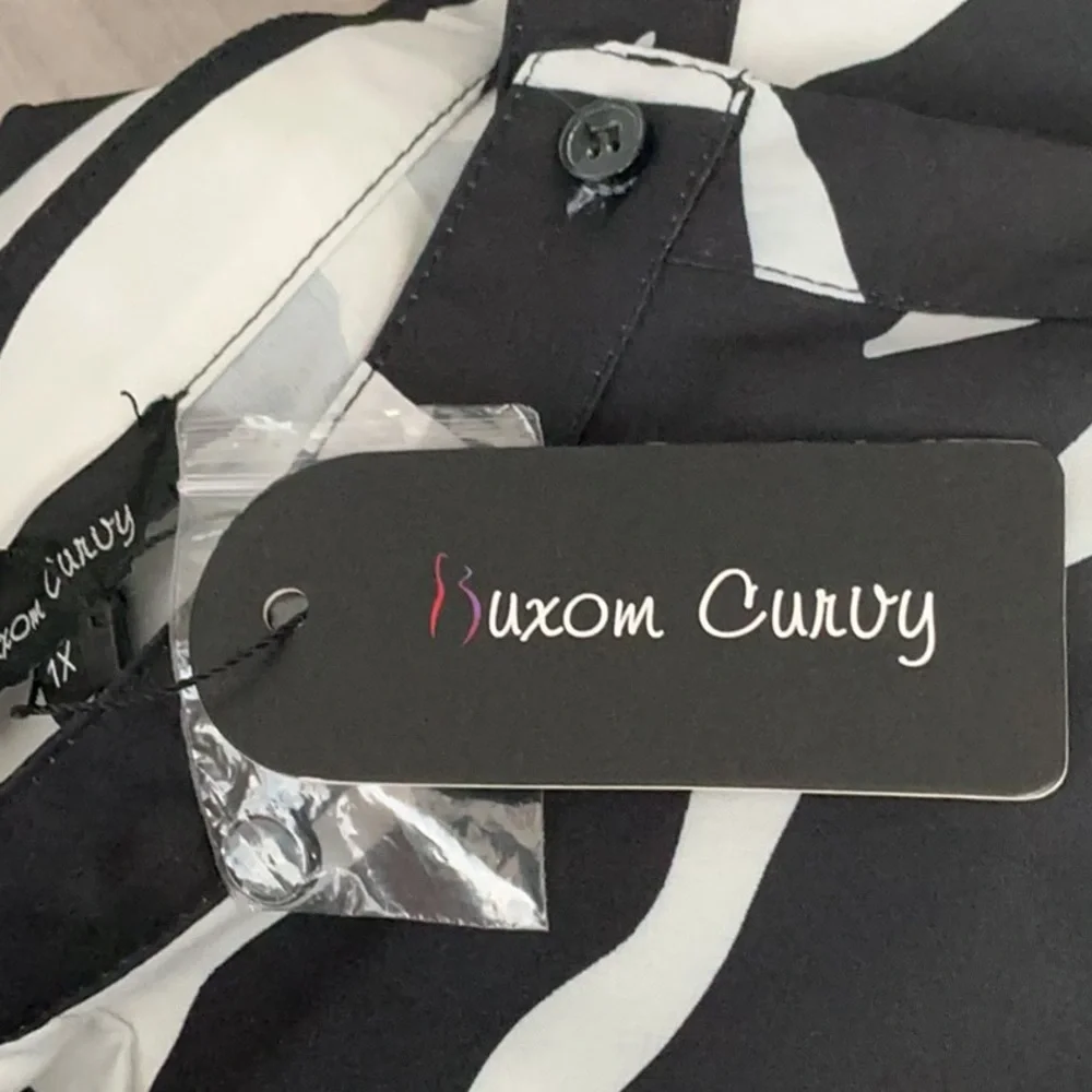 BUXOM CURVY BLACK AND WHITE ZEBRA PRINT SHIRT DRESS